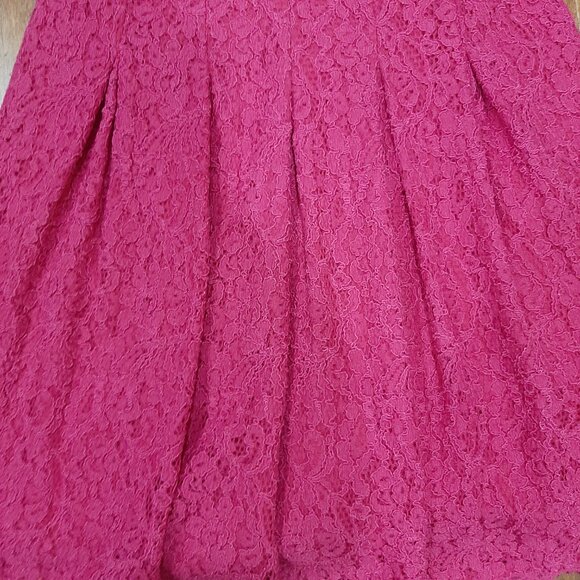 🔥 Adrianna Papell pink lace couture low back coquette pleated flare dress - Picture 5 of 16